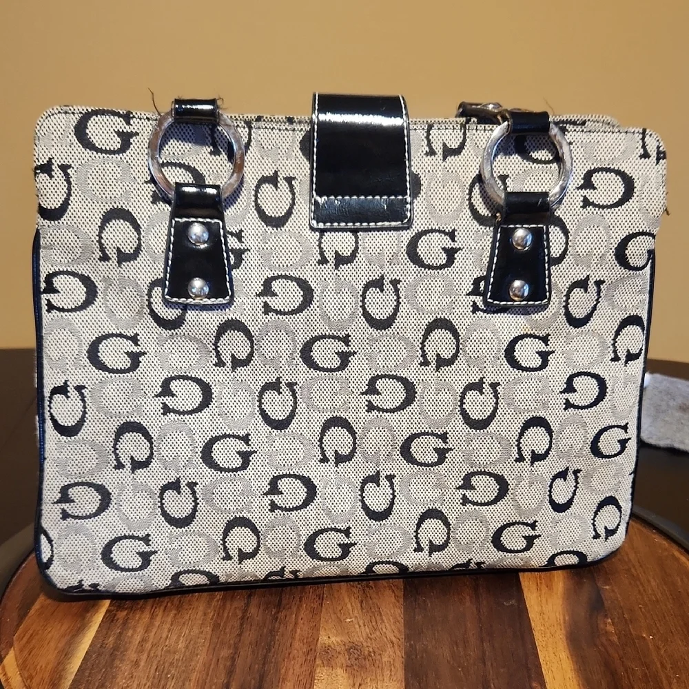 Guess G Print Double Handle Handbag Brown